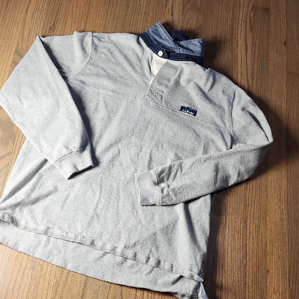 L.L. Bean Navy and Gray Polo Shirt